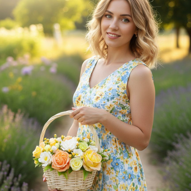 Корзинка с мыльными цветами Гармония