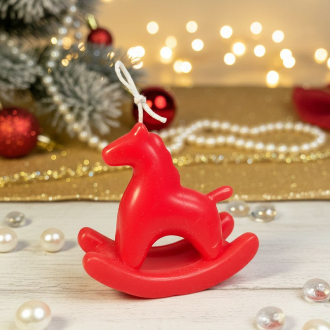 Новогодняя свеча Огненная лошадь-качалка