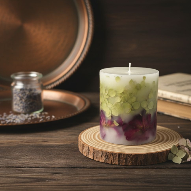 С бутонами роз и лепестками гортензии