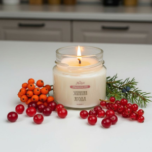 красные ягоды и свеча